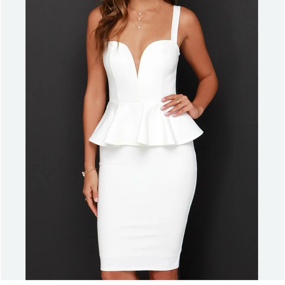 Lulu’s Pep-lum Talk Midi Dress size M